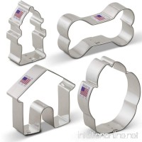 Dog Themed Cookie Cutter Set - 4 Piece - Dog Bone  Paw Print  Fire Hydrant  and Dog House - Ann Clark Cookie Cutters - US Tin Plated Steel - B01N45B39N